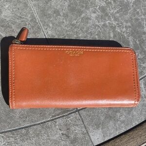 Coach Burnt Orange Leather Zip Wallet